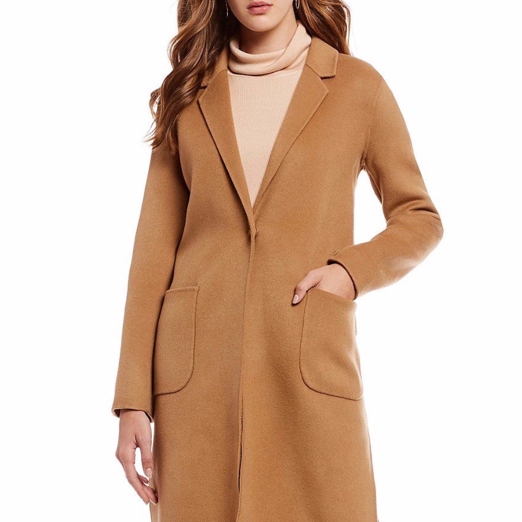 New!!! Notch Collar Long Wool Jacket Coat